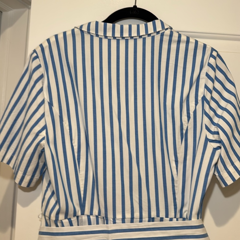 Boden Blue and White Striped Button-Up Dress - Picture 7 of 9